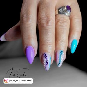 Purple Blue And White Nails