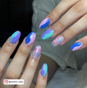 Purple Pink And Blue Nails