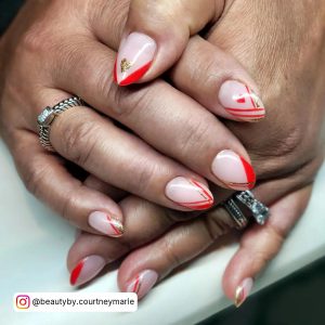 Quince Nails Red And Gold