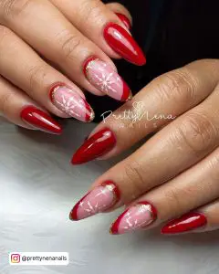 Red Almond Acrylic Nails
