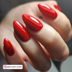 Red Almond Nails Short