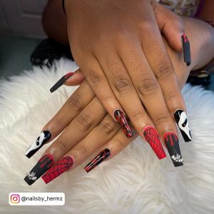 Red And Black Halloween Nail Designs
