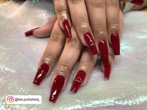 Red And Black Nails Coffin