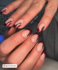 Red And Black Ombre Nails With Glitter