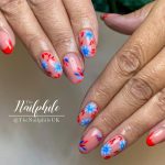 Red And Blue Nail Designs With Flowers