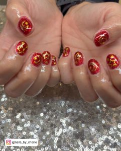 Red And Glitter Nail Designs