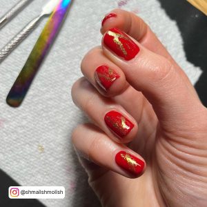 Red And Gold Christmas Nails