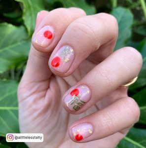 Red And Gold Holiday Nails