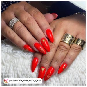 Red And Gold Nail