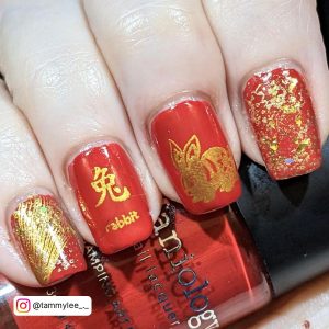 Red And Gold Nails Ideas