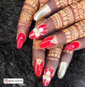 Red And Gold Prom Nails