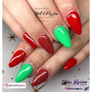 Red And Green Acrylic Nails