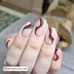 Red And Green Christmas Acrylic Nails