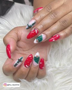 Red And Green Coffin Nails