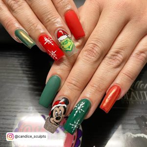Red And Green Gel Nails