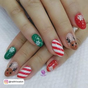 Red And Green Holiday Nails