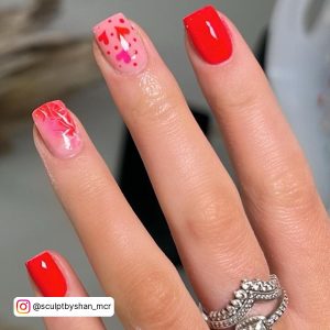 Red And Green Marble Nails