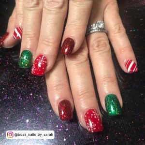 Red And Green Matte Nails