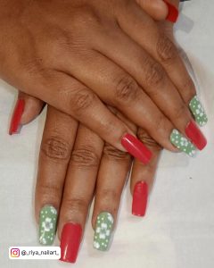 Red And Green Nail Art