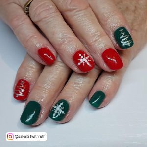 Red And Green Nails Christmas