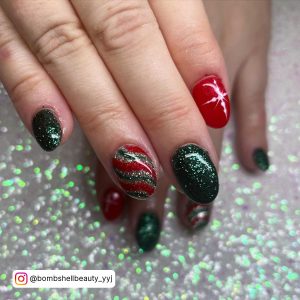 Red And Green Nails For Christmas