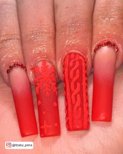 Red And Nude Nail Design