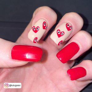 Red And Nude Nail Ideas