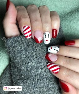 Red And Silver Christmas Nails