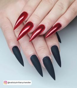 Red And White Chrome Nails