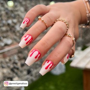 Red And White Halloween Nails