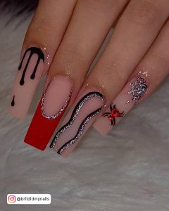 Red And White Halloween Nails