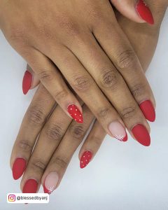 Red And White Matte Nails