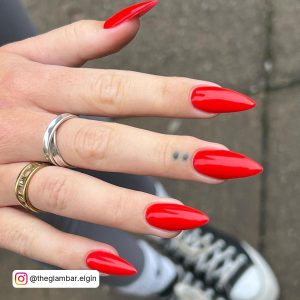 Red And White Stiletto Nails