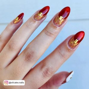 Red Black And Gold Nails