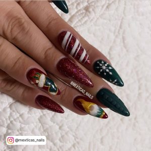 Red Black And Green Nail Designs