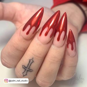 Red Chrome Matte Nails
