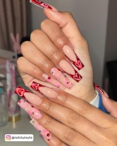 Red Chrome Nails French Tip