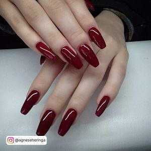 Red Coffin Acrylic Nails