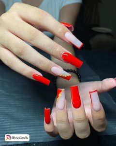 Red Coffin Nails Design