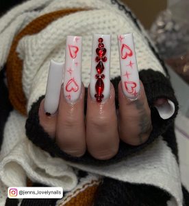 Red Diamond Coffin Nails