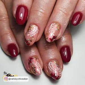 Red Fall Acrylic Nails