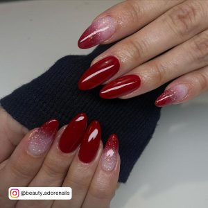 Red French Nails Almond