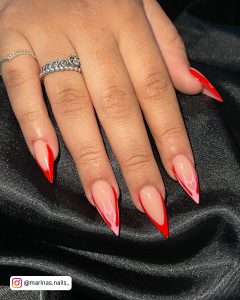 Red French Stiletto Nails