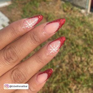 Red French Tip Nails Almond