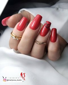 Red French Tip Nails Square