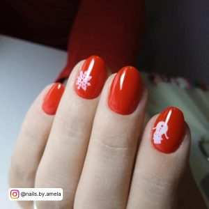 Red French Tip Short Nails