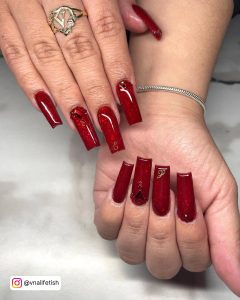 Red Glitter Acrylic Nails