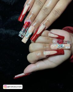 Red Glitter Nails Designs
