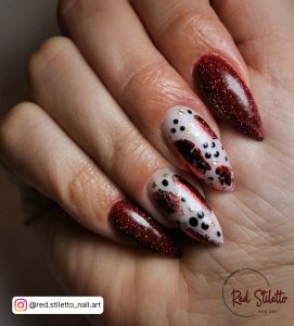 Red Glitter Stiletto Nails