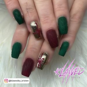 Red Green And Gold Christmas Nails